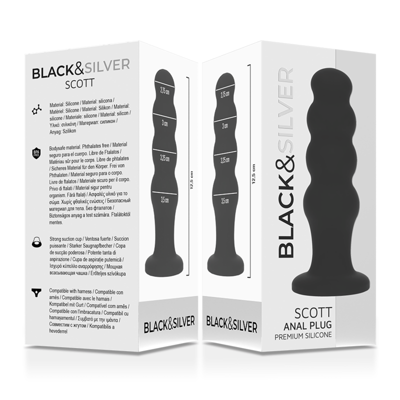 BLACK&SILVER - SCOTT PREMIUM SILICONE ANAL PLUG BLACK